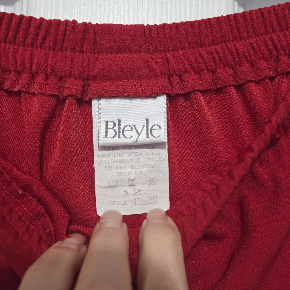 Vintage Bleye Pull-on A-line Elastic Waist Red Midi Skirt Size 12 - Picture 4 of 7